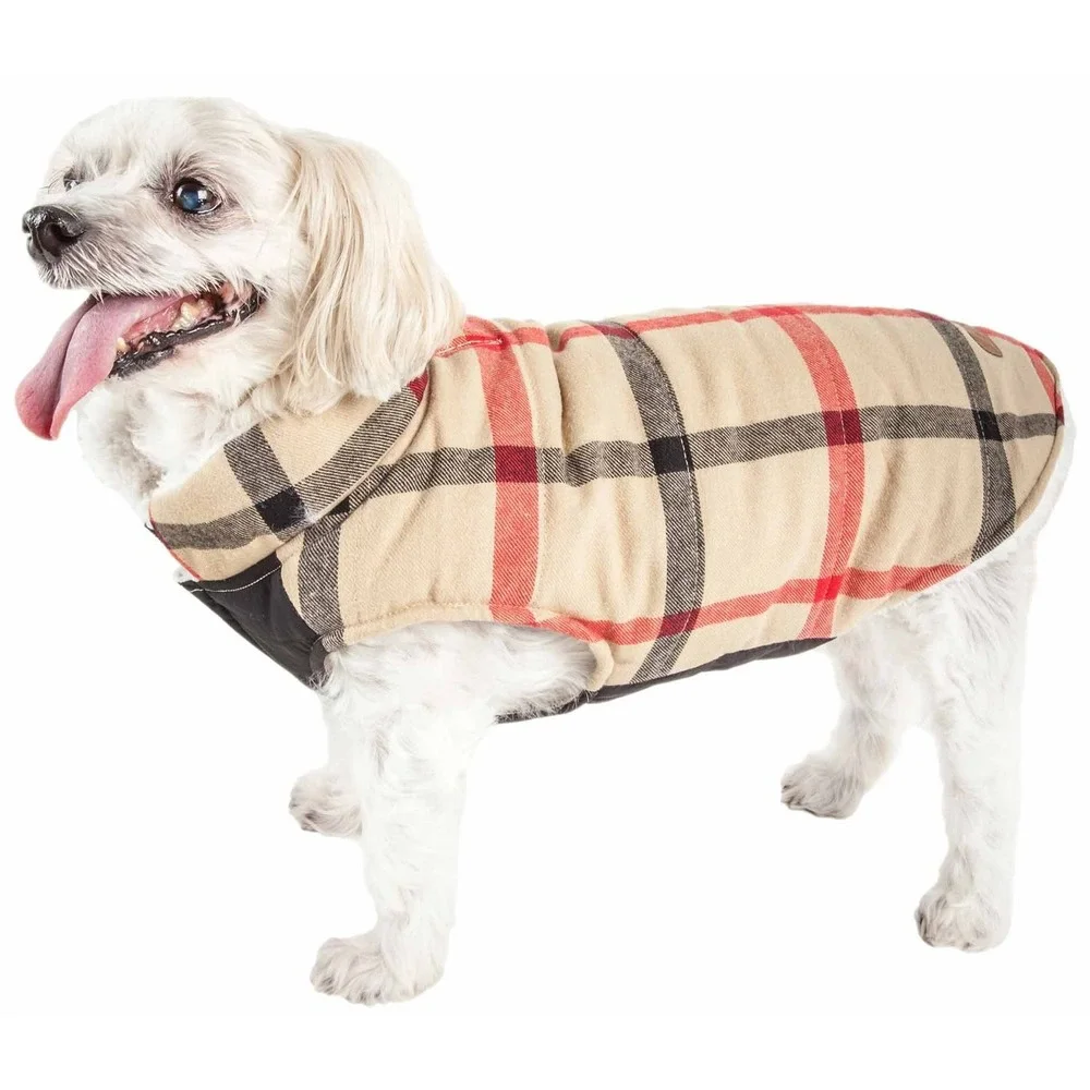 Pet Life Allegiance Classical‎ Plaided Insulated Dog Coat Jacket - Plaid - XL